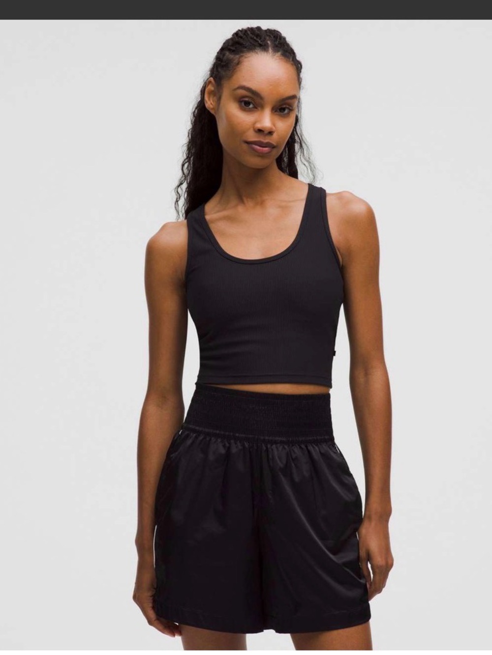 lululemon athletica Black Ribbed Crop Tank